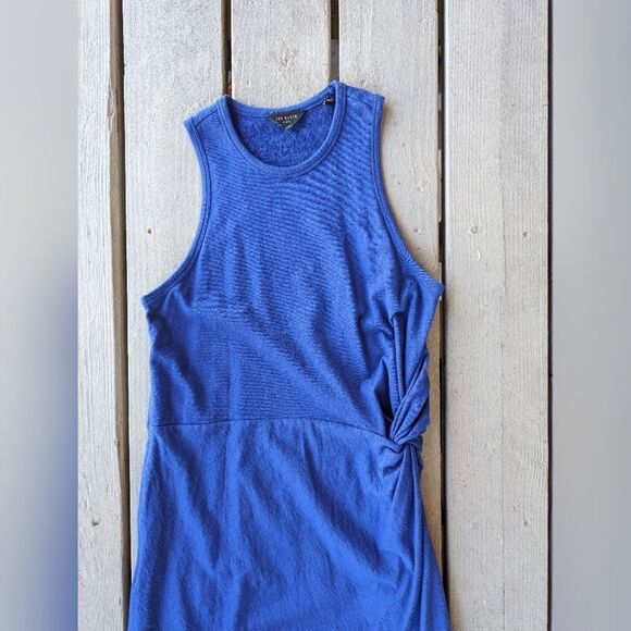 Ted Baker Cobalt Blue Livviaa Draped‎ Knit Sleeveless Mini Dress Size Large - Picture 7 of 10